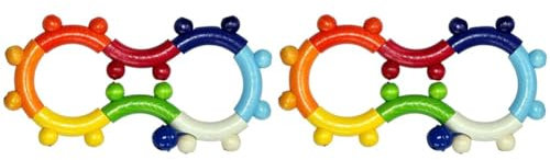 Hess Holzspielzeug 11011 - Motorik-Rassel aus Holz, in Form einer Acht, mit beweglichen Teilen, für Babys ab 6 Monaten, handgefertigt, für Greifübungen und fröhlichen Rasselspaß (Packung mit 2)