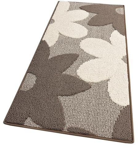 emmevi Tappeto Cucina 3D Fiore Tridimensionale Morbido Bordato Moderno Passatoia Antiscivolo 57x180 Beige