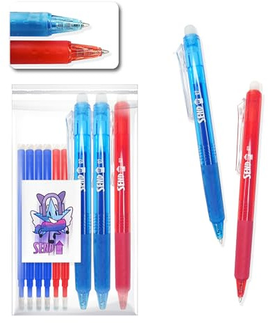SEND UP Radierbare Gelschreiber & Ersatzminen Set – Kompatibel mit Frixion – Löschbare Stifte & Tintenminen für Schule & Büro – Blau – Ideales Schreibwaren-Geschenk (9)
