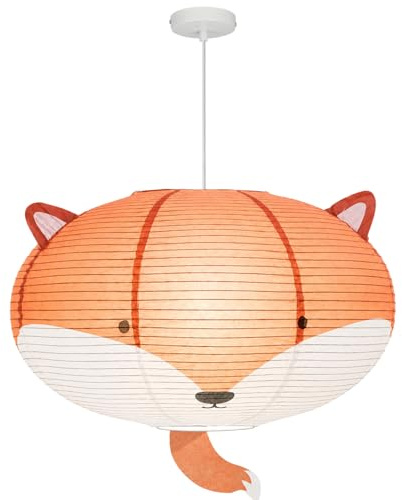 GUANSHAN 3D kreative Hängelampe aus Tierkunstpapier, handgefertigte Deckenlampe aus Fuchs und Braunbär aus Papier, Hängeleuchte, dekorative Kronleuchter-Hängeleuchte für Schlafzimmer, Wohnzimmer