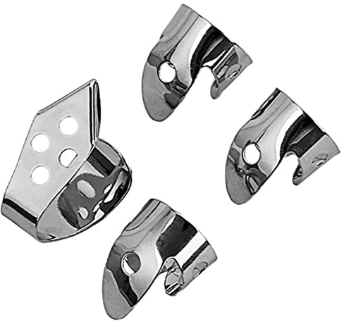 Metall Gitarren Fingerplektren, 4 Stück, Silber, Multifunktional | Professionelle Ersatzteile für Alte und Beschädigte Plektren, Leicht zu Bedienen, für Gitarre und Banjo