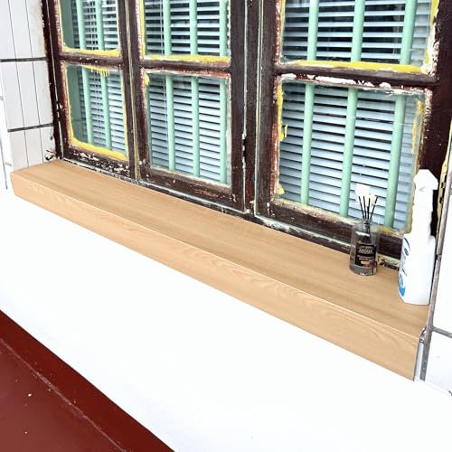 Protection de rebord de fenêtre d'extérieur avec grain de noyer – Couverture décorative durable pour appartement, maison de location, hôtel, porche – Housse de fenêtre découpable (160 x 30 cm)