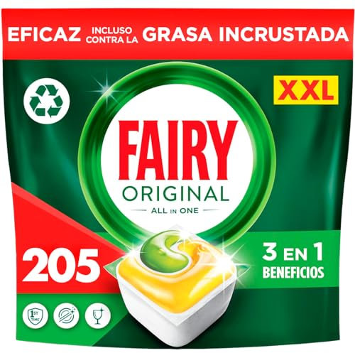 Fairy Original Todo En Uno Cápsulas De Lavavajillas, Limón, 5 x (21+20) Cápsulas, Efectivas Incluso En La Grasa Reseca