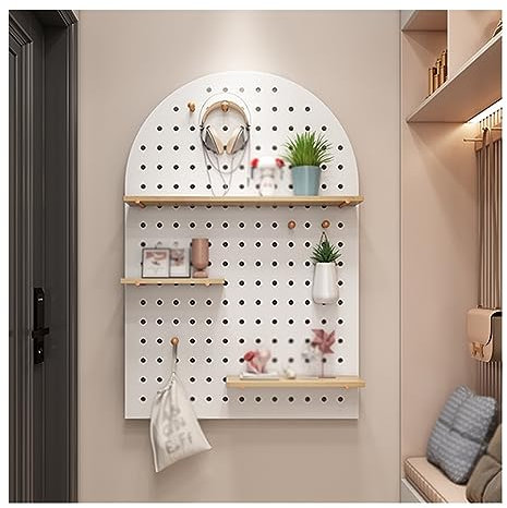 Panneaux de rangement mural avec support mural, kit de panneaux perforés pour bureau, salle de bain, rangement mural, modulaire, facile à installer, blanc, 60 x 80 cm