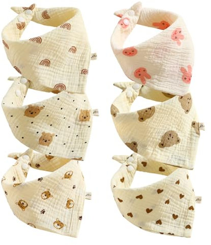 Thoquene 6 Stück Dreieckstuch Baby, Halstuch Baby, Weiche Halstücher