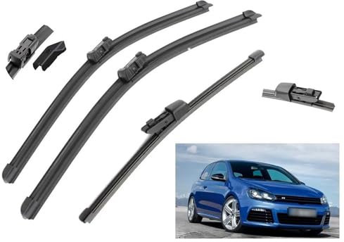 KUGVTER Autowischerblätter Für VW Für Golf 6 Schrägheck 2009–2012, 24 Zoll + 19 Zoll + 11 Zoll, Vorne Und Hinten, Wischerblätter, Bürstenschneider, Zubehör