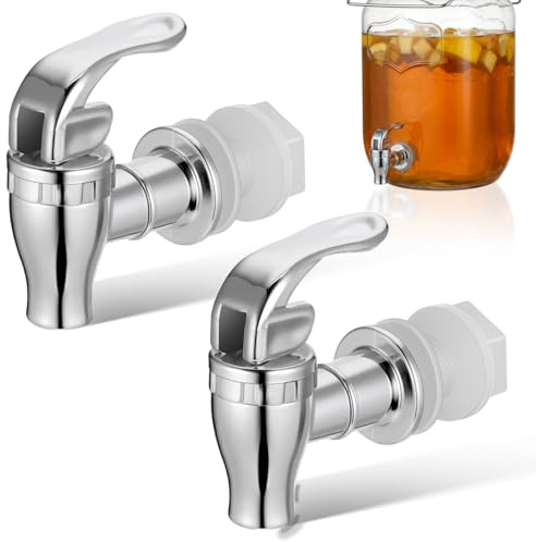 Anneome Grifo de Repuesto para Dispensador de Bebidas 2 Piezas | Plateado para Botella de Agua Diámetro del Orificio de 16 a 22 Mm Fácil de Instalar para Uso a Largo Plazo