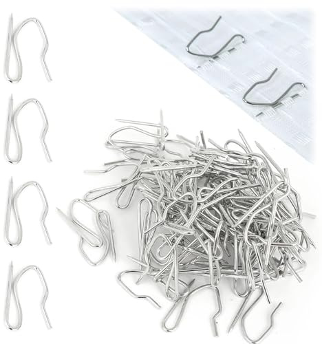 NECXON 50 Ganchos para Cortinas, Ganchos de Metal para Cortinas, Ganchos de Metal de Zinc Resistentes, Ganchos para Cortinas con Pliegues para Ventanas, Cortinas con Pliegues Tipo lápiz