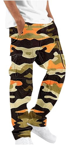 HAOLEI Camouflage Cargo Trousers for Men UK Clearance,Mens Work Trousers with Pockets Casual Smart Tactical Combat Trousers Stretch Walking Trousers Outdoor Pants Work Utility & Safety Trousers