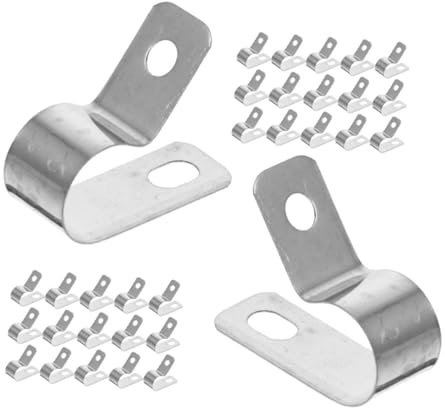 BELLIFFY 50pcs Cable Clips Cord Fastener Kit Small Clamps Metal Aluminum Wire Management Fixing Clamps