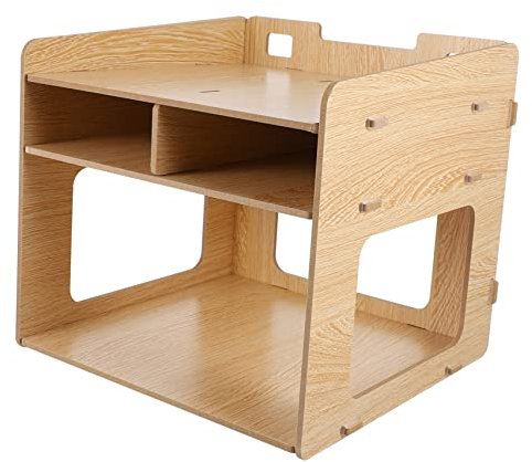 HAPINARY Desktop Stand Multifunktionaler Mehrlagiger Organizer Für Bürobedarf Und Büromaterialien Für Schule Und Walnussfarbe