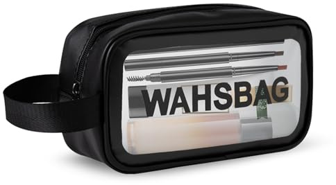 Waterproof Wash Bag, Clear Toiletry Bag Washbag Womens for Travelling PVC Makeup Bag with Handle Portable Travel Wash Bag Small Shower Bag for Women Girls