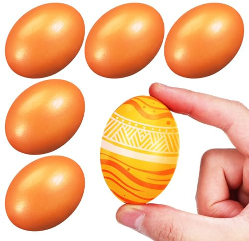 Homoyoyo 6stücke Holzeier Zum Basteln Künstliche Eier Für Nest-Dekoration DIY Holzhandwerk Leere Holzeier Für Malen Und Gravieren Party Und Heimdekorations-Accessoires