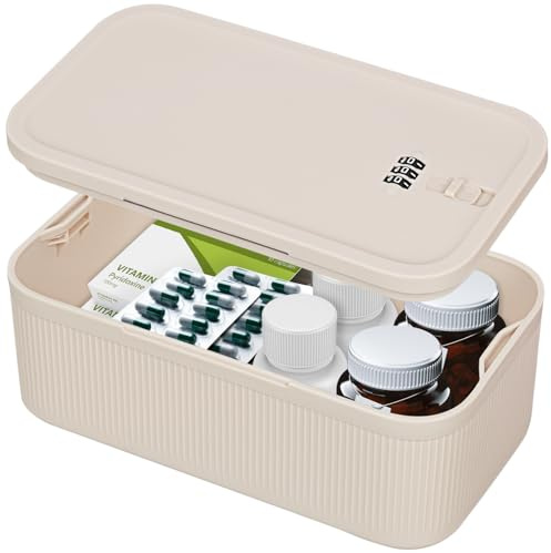 HOTOOLME Abschließbare Box mit Zahlenschloss - Kleine Aufbewahrungsbox (23.5x12.8x9.3cm) für Schmuck, Medikamente, Handy, Dokumente, perfekt für Haushalt, Büro, Reisen