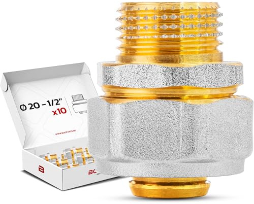 BOOPARTS – 10 piezas – Conexión multicapa 20-1/2 (15-21) a rosca – Manguito macho multicapa – accesorio de plomería para tubo multicapa 20