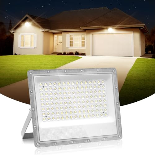 Hondony 100W Focos Led Exterior 3000K IP66 Impermeable Proyector Led Exterior, luz blanca diurna, para almacén, jardín, garaje, patio y estacionamiento