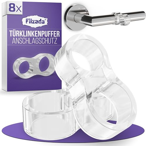 Filzada® 8x Türklinkenpuffer Transparent - Türstopper Klinke Türpuffer | Türgriff Stopper für Türschutz & Wandschutz - Door Stopper Silikon elastisch - fester Halt ohne Verrutschen - Türpuffer Gummi