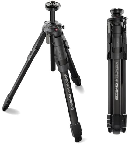 Manfrotto ONE Hybrid Aluminium Stativ, Foto & Video Stativ, 15kg Traglast, Nivelliersäule, 90° Horizontale Säule, Schnellwechsel-System, Leichtes Reisestativ für DSLR & spiegellose Kameras