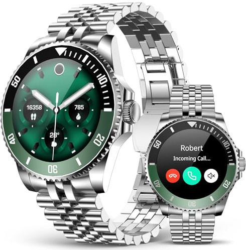 SOUYIE AI Smart Watch for Men with Bluetooth Call, Heart Rate, Blood Pressure, SpO2, Sleep Monitor, 107 Sports Modes, Waterproof Round Watch, 1.19-inch AMOLED Watch Compatible Android and iOS
