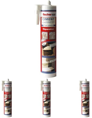 fischer - Ciment Express Ton Pierre 310ML - 1 cartouche, Blanc (Lot de 4)