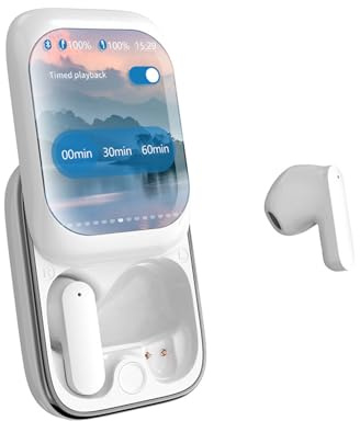 LIXSAZSE Auriculares intrauditivos Bluetooth portátiles, sin batería, ansiedad, batería de Larga duración, Pantalla táctil ABS, Auriculares Bluetooth, Plata