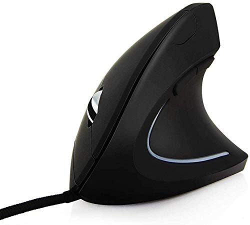 BeWishes Ergonomique Souris Optique USB Haute précision Optique Filaire Vertical Mouse, 4 DPI réglable avec Couleur Respiration lumière Mouse 5 Boutons pour PC/Ordinateur Portable/Mac