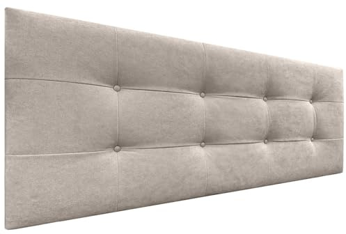 DHOME Kopfteil, gepolstert, 8 cm dick, Acualine, Stoff und Kunstleder, Kopfteile für Doppel- und Einzelbett (Stoff Beige, 145 cm (Betten mit 120/135/140))