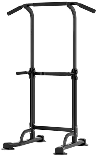 SDHYL Torre Entrenamiento Power Tower Dip Station Barra de Dominadas para Gimnasio en Casa Estación de Fondos Pull Up Dominadas Entrenamiento de Fuerza Abdominal Flexiones Altura Ajustable