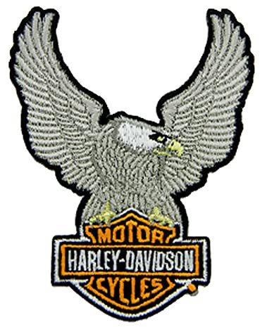 Harley-Davidson 3.5 in Embroidered Silver Eagle Bar & Shield Emblem Sew-On Patch