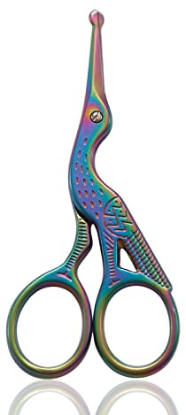 YJSStriving Nose Hair Scissors Rounded Tip Facial Hair Scissors Blunt Tip for Eyebrows Mustache, Eyelashes, Beard Trimming (Rainbow)