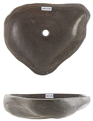 wohnfreuden Naturstein Waschbecken 60 cm in grau aus indonesischen Flussstein - Mit Unikat Auswahl