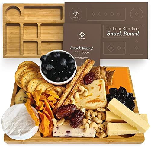Lukata Tagliere per Stuzzichini Piccolo Tagliere per Salumi Formaggio e Antipasti - Piatto da Portata in Bambù Resistente per Ospiti e Picnic - 32cm x 22cm x 2cm