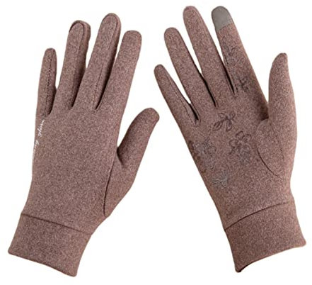 YOPOIY Thermohandz Winterhandschuhe für Herren und Damen, Thermo-Handschuhe mit empfindlichem Touchscreen, rutschfest, Laufhandschuhe, Radfahren, Braun, Einheitsgröße