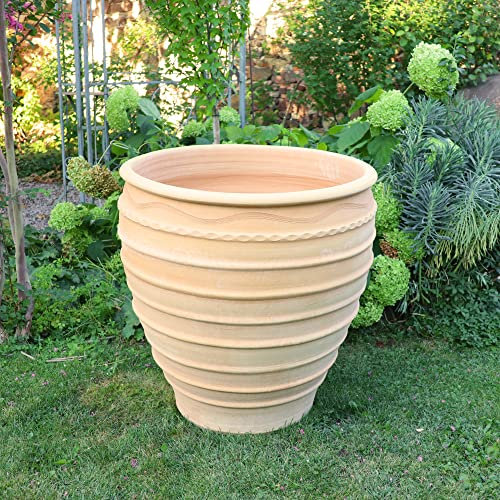 Grand pot de fleurs en terre cuite grenatum 70 cm – 100 % fait main pour l'intérieur et l'extérieur – Style méditerranéen pour la maison