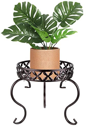 IGNPION Art Metal Plant Stand Plant Pot Display Holder Flower Potted Holder Rack for Indoor Outdoor,Black (Not include plant), Brown