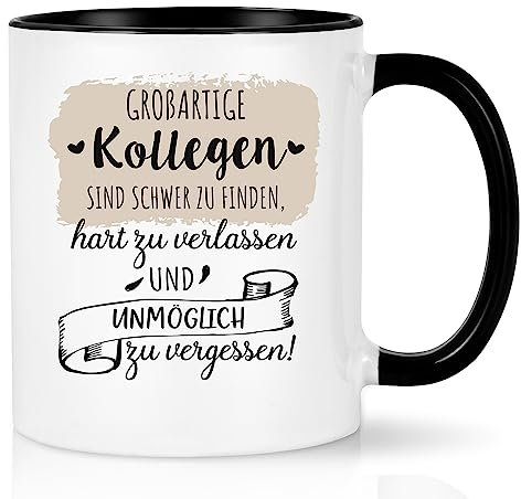 Abschiedsgeschenk für Kollegen Jobwechsel Tasse, 11oz Abschied Tasse Geschenk Kollegen Abschiedsgeschenk, Kaffeetassen mit Spruch - Großartige Kollegen sind schwer zu finden, Schwarz 320ML