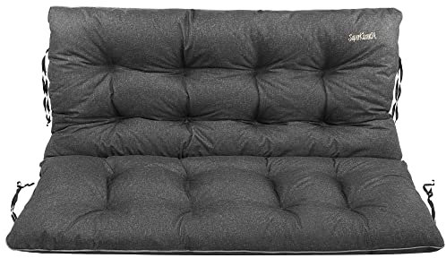 SuperKissen24. Sitzkissen Bankauflage für Gartenbank - Bankkissen Bankauflage 140x60x50 cm - Auflagen für Gartenmöbel Wetterfest - Outdoor und Indoor - Schwarz Leinen