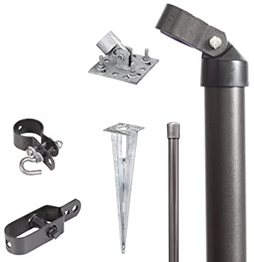 Alberts 634551 Zauneck-Set | Einschlag- Bodenhülsen | zinkphosphatiert anthrazit-metallic | Maschendrahtzaun | Zaunhöhe: 100 cm
