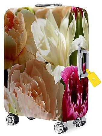 FANSU Kofferhülle Kofferschutzhülle, Nelkenblume Muster Elastisch Gepäckabdeckung Koffer Koffer Schutzhülle mit Reißverschluss Gepäck Cover Kratzfester (XL(30~32 Zoll),Rosa Nelke)