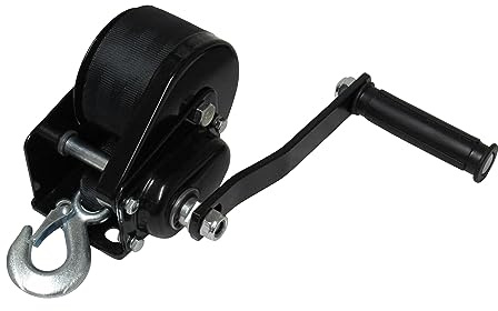 Hand Winch Black Brake Webbing Strap and Hook (800LB - 2600LB Hand Operated Crank) (1600LB (725KG))