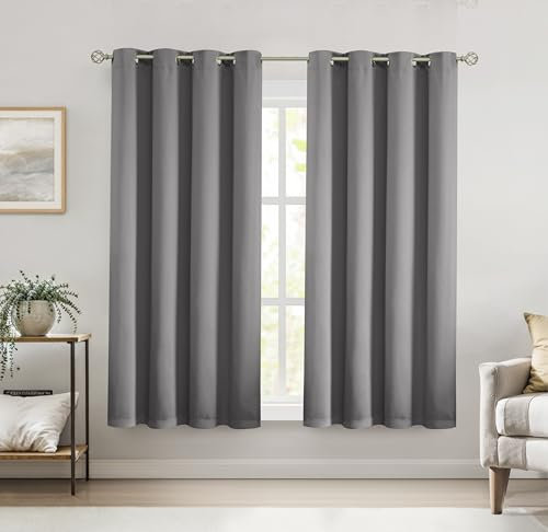 Bujasso Charcoal 95% Blackout Curtains Triple Layer Thermal Insulated Window Panels 72 inches Long for Living Room Bedroom Understated luxury Charcoal Draps Grommet Top 2 Panels 45 Wx72 L