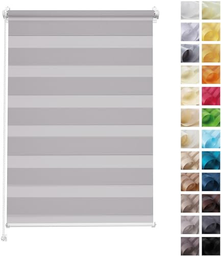 Rettika Doppelrollo Klemmfix ohne Bohren – Grau – Breite 130 cm, Höhe 150 cm – Duo Rollo für Innenräume, Sichtschutz Fensterrollo mit Lichtregulierung