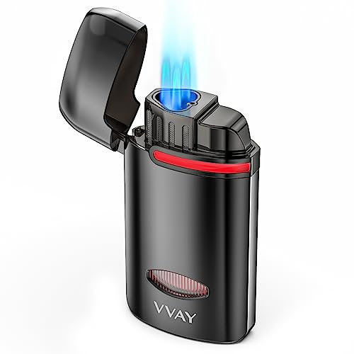 VVAY-Lighter Encendedor de Tormenta de Llama de Jet de Gas Butano Recargable, Encendedor de Triple Llama de Jet (Se Vende sin Gas)