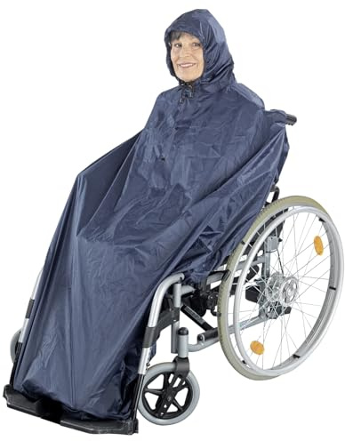 Maximex Rollstuhl-Regencape, Regenponcho zum Überwerfen, Mit Reflektoren, Schutz vor Nässe und Schmutz, Polyester, 135 x 132 x 1 cm, Universalgröße