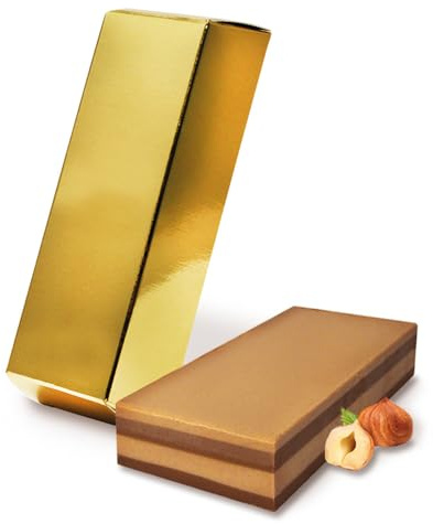 Viba Goldbarren Schicht-Nougat 180 g | Block aus hellem & dunklem Haselnussnougat | Geschenkidee für Nougat-Liebhaber