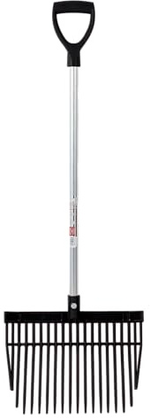 Red Gorilla Small Bedding Fork with Short D Handle Black Lightweight For Stable Bedding Mucking Out Pitchfork for Hay and Garden Compost 110cm Long