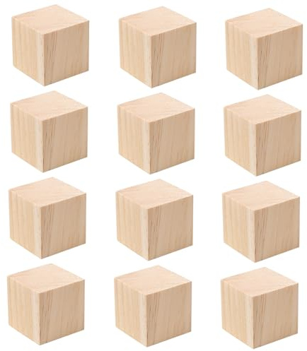 Neikafan 12 Stück Holzwürfel Blanko Holzwürfel 50x50x50mm Holzklötzchen zum Basteln Unbehandelt Würfel Groß Holzklötzchen Bastelwürfel zum Basteln Bemalen DIY Handwerk Dekoration