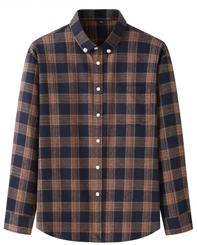 MakingDa Chemise à carreaux en flanelle à manches longues pour homme, coupe droite, chemise décontractée à carreaux avec poche