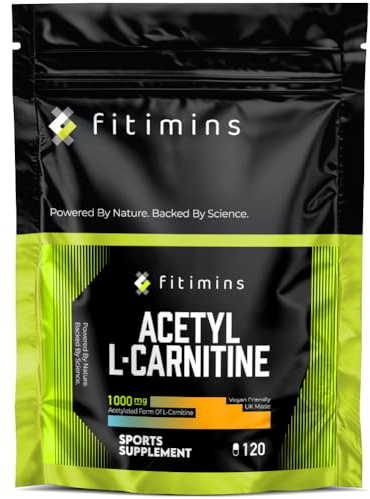 Acetyl L-Carnitine 1000mg | Amino Acid Sports Performance Supplement | 120 Vegan Capsules | 2-Month Supply | High Strength ALCAR | Natural Energiser for Weight Loss, Metabolism & Energy | Fitimins