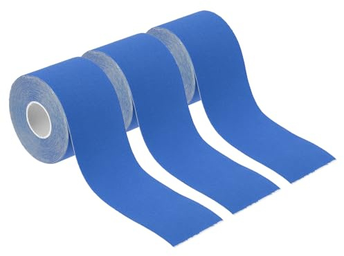 PATIKIL 5m x 5cm Sport Tape, 3 Rollen Klebstoff rutschfeste Griffband Yoga Rig Sports Tape für Wrapping Übungen Gymnastik, Blau